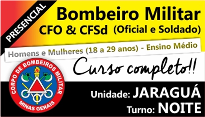 CFO/CFSd BOMBEIRO MILITAR MG 2018          TURNO:NOITE                   UNIDADE:JARAGUÁ                      INÍCIO:05/02/18        