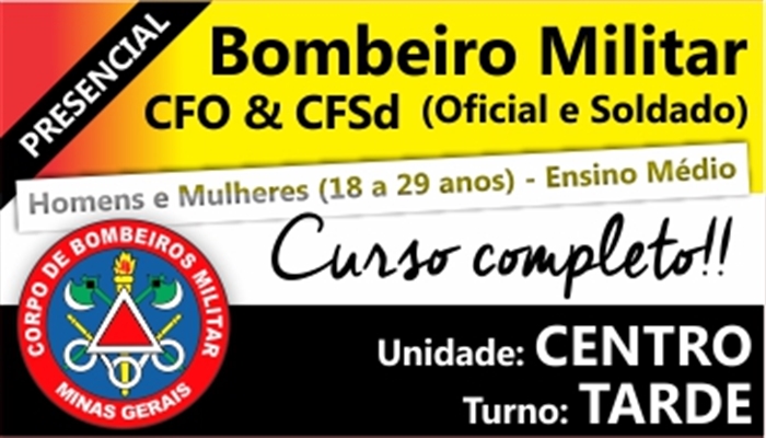 CFO/CFSd BOMBEIRO MILITAR MG 2018          TURNO:TARDE                   UNIDADE:CENTRO                      INÍCIO:05/02/18       