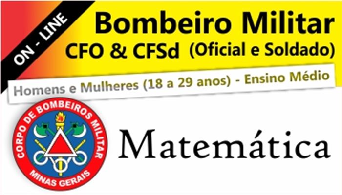 MATEMÁTICA CFO/CFSd CORPO DE  BOMBEIRO MILITAR DE MG ON-LINE  -  PROFESSOR RICARDO CARDOSO 