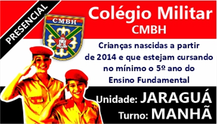 COLÉGIO MILITAR BH 6º_ANO/2024    TURNO:MANHÃ     UNIDADE_JARAGUÁ  INÍCIO:IMEDIATO   TURMA:EM ANDAMENTO