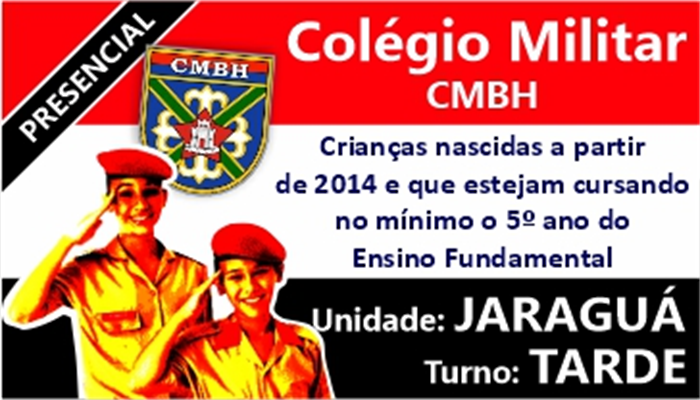 COLÉGIO MILITAR BH 6º_ANO/2024    TURNO:TARDE     UNIDADE_JARAGUÁ  INÍCIO:IMEDIATO    TURMA:EM ANDAMENTO